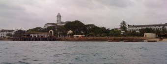 A picturesque view of Zanzibar Town from the Indian Ocean, on the way back from Prison Island.