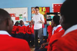 Speaking to students at Orkeeswa school in Monduli, Tanzania