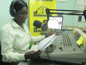 Sarah Adongo on air at Mega FM