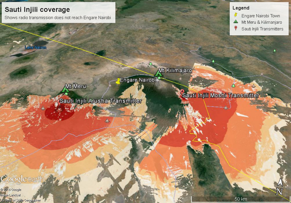 Radio coverage map that shows how the village of Engare Nairobi misses out!