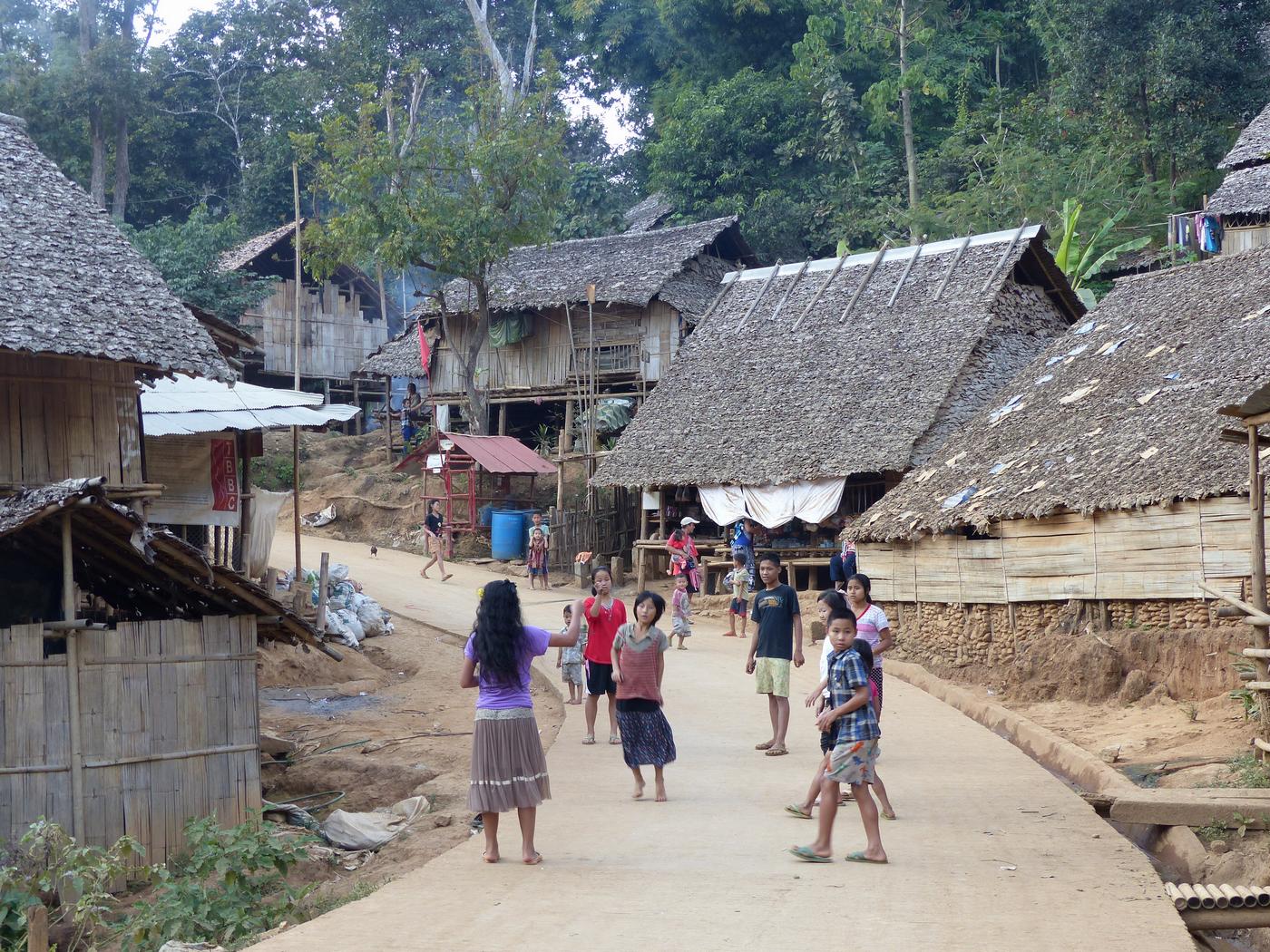 Children playing in Mae La Oon refugee camp, three hour drive from across the mountains from the town of Mae Sariang, Thailand